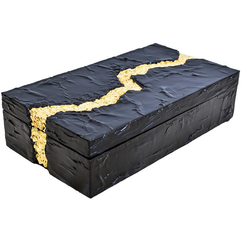 BLACK GOLDEN RESIN BOX 32x18x8 CM - Chora Mykonos