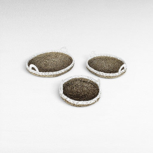 TRAY NATURAL AND WHITE SET OF 3 - Chora Mykonos