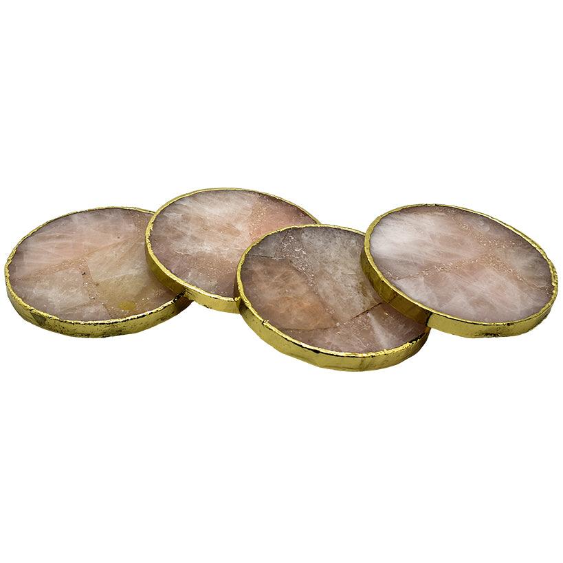 COASTERS ROSE QUARTZ SET OF 4 PIECES 10x10x1cm - Chora Mykonos