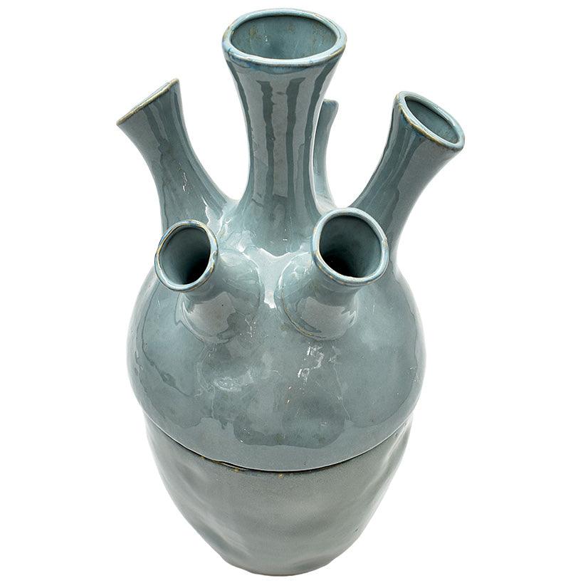 HEART VASE BLUE 21x43.5cm - Chora Mykonos