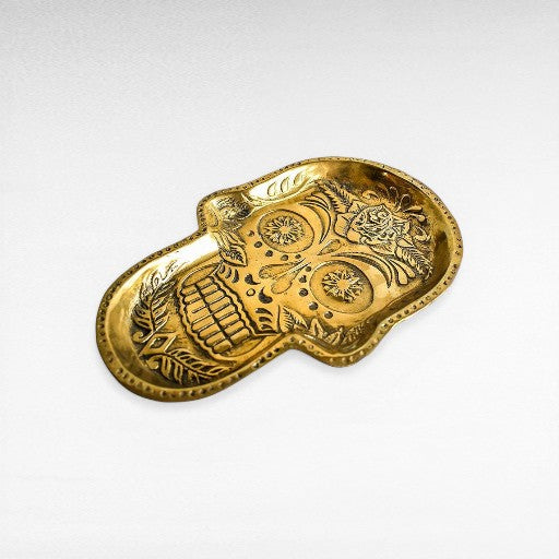 Medium Gold Brass Skull Plate - Chora Barefoot Luxury Living