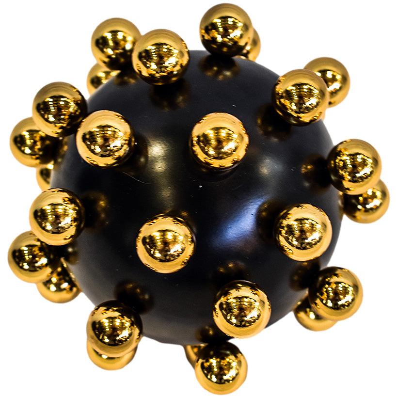 DECORATIVE BALL BLACK AND GOLD IRON 13x13CM - Chora Mykonos