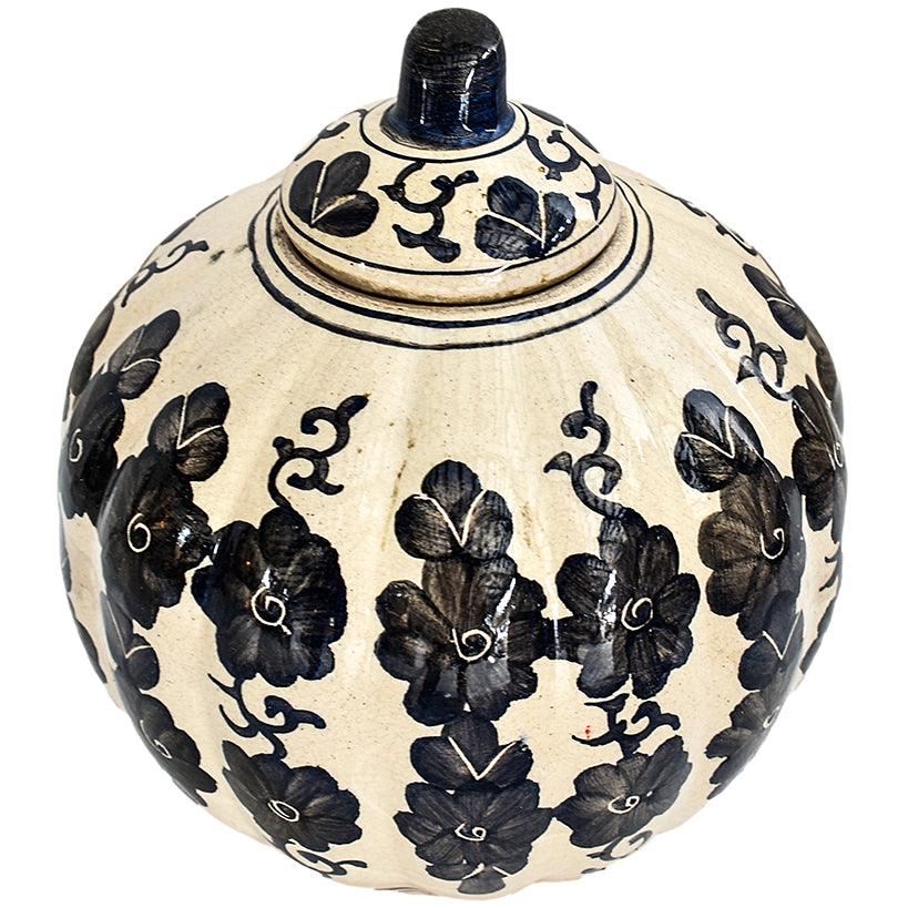 HANDPAINTED VASE WITH LID - Chora Mykonos