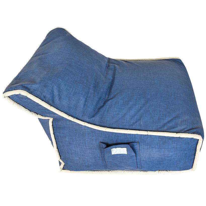 LOUNGER SHORT PVC BLUE & BEIGE 80x70x70cm - Chora Mykonos