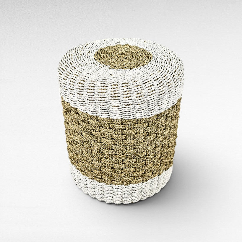 STOOL WHITE & NATURAL Φ40 |H50 CM