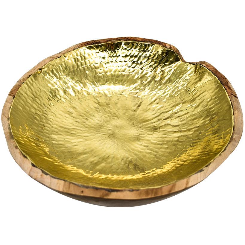 TEAK WOOD BOWL WITH GOLD 30x30x7cm - Chora Mykonos