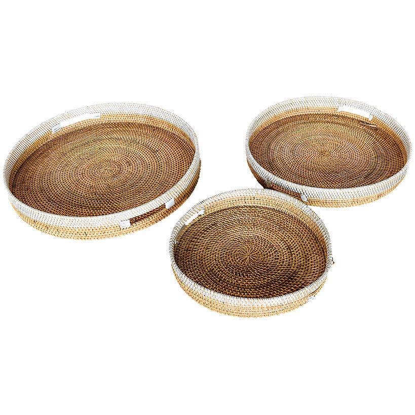 TRAY RATTAN SET OF 3 - Chora Mykonos