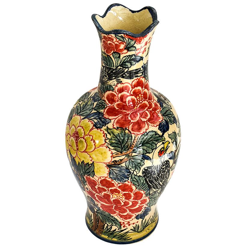 HANDPAINTED VASE WITH LID - Chora Mykonos