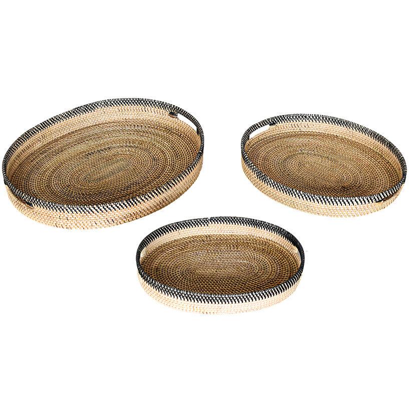 TRAY OVAL RATTAN SET OF 3 - Chora Mykonos