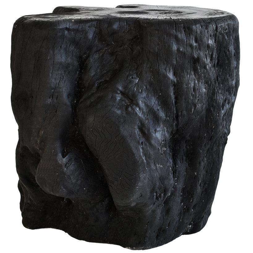 EUPHORIA LONGANA BURNED BLACK STOOL 46x40x50cm - Chora Mykonos