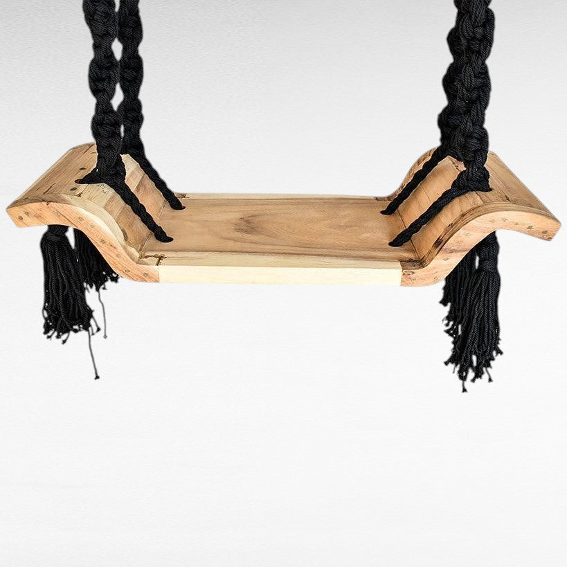 SWING WITH NATURAL WOOD AND BLACK ROPE - Chora Barefoot Luxury Living