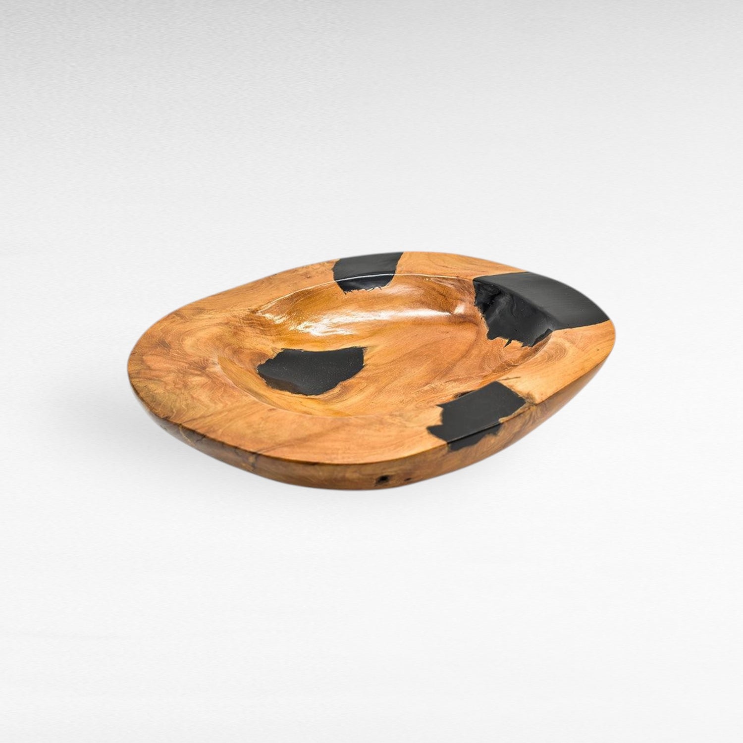TEAK BOWL BLACK RESIN BLACK 30x25x9cm - Chora Mykonos