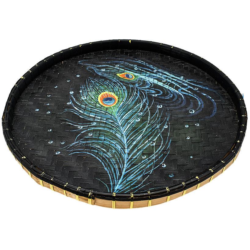 HANDPAINTED FARMERS RICE BASKET MULTICOLOR 55x55cm - Chora Mykonos