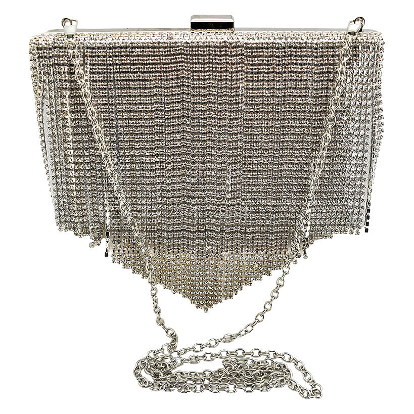 CLUTCH 7 SILVER WITH STRASS TEARS