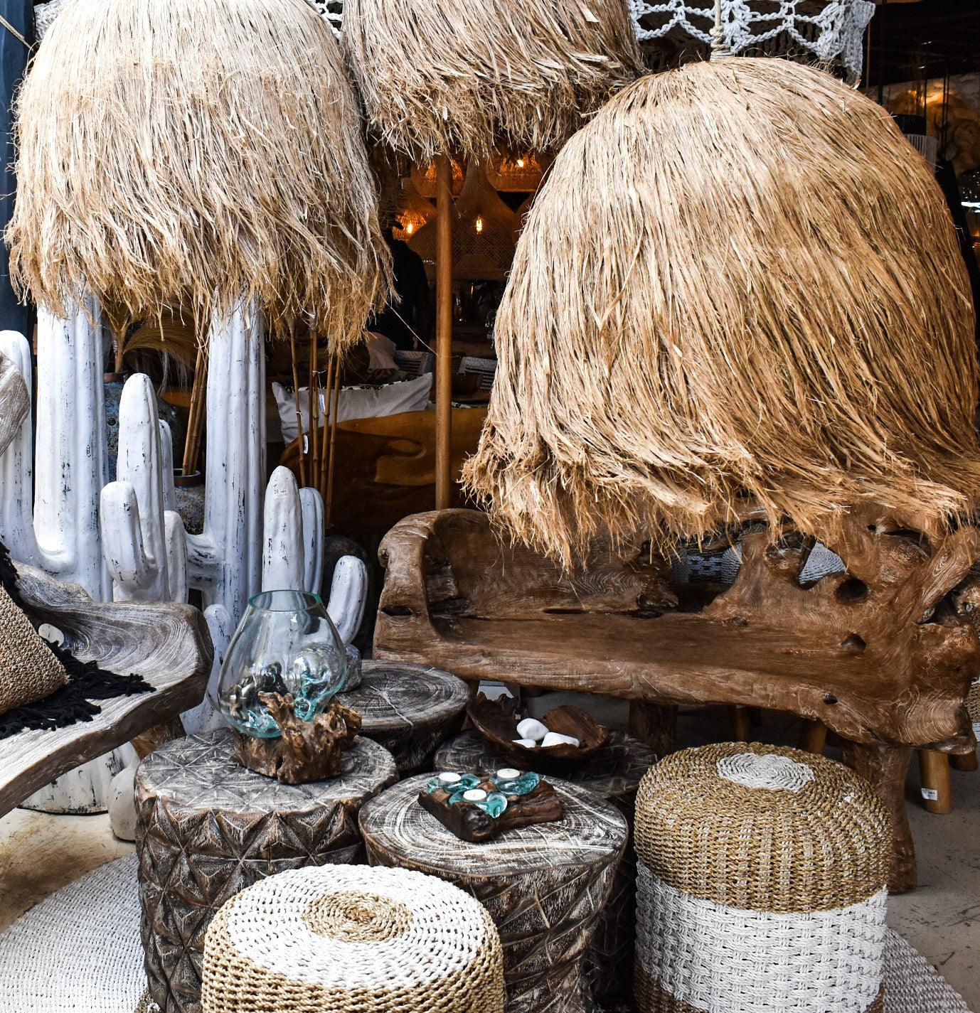 HOURGLASS SIDE TABLE LYCHEE WOOD 45x45x50cm - Chora Mykonos