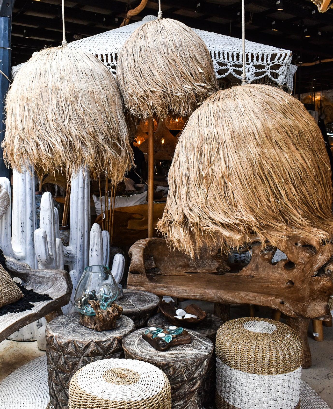 GLASS BOWL MEDIUM ON TEAK ROOT NATURAL 25x25x27cm - Chora Mykonos