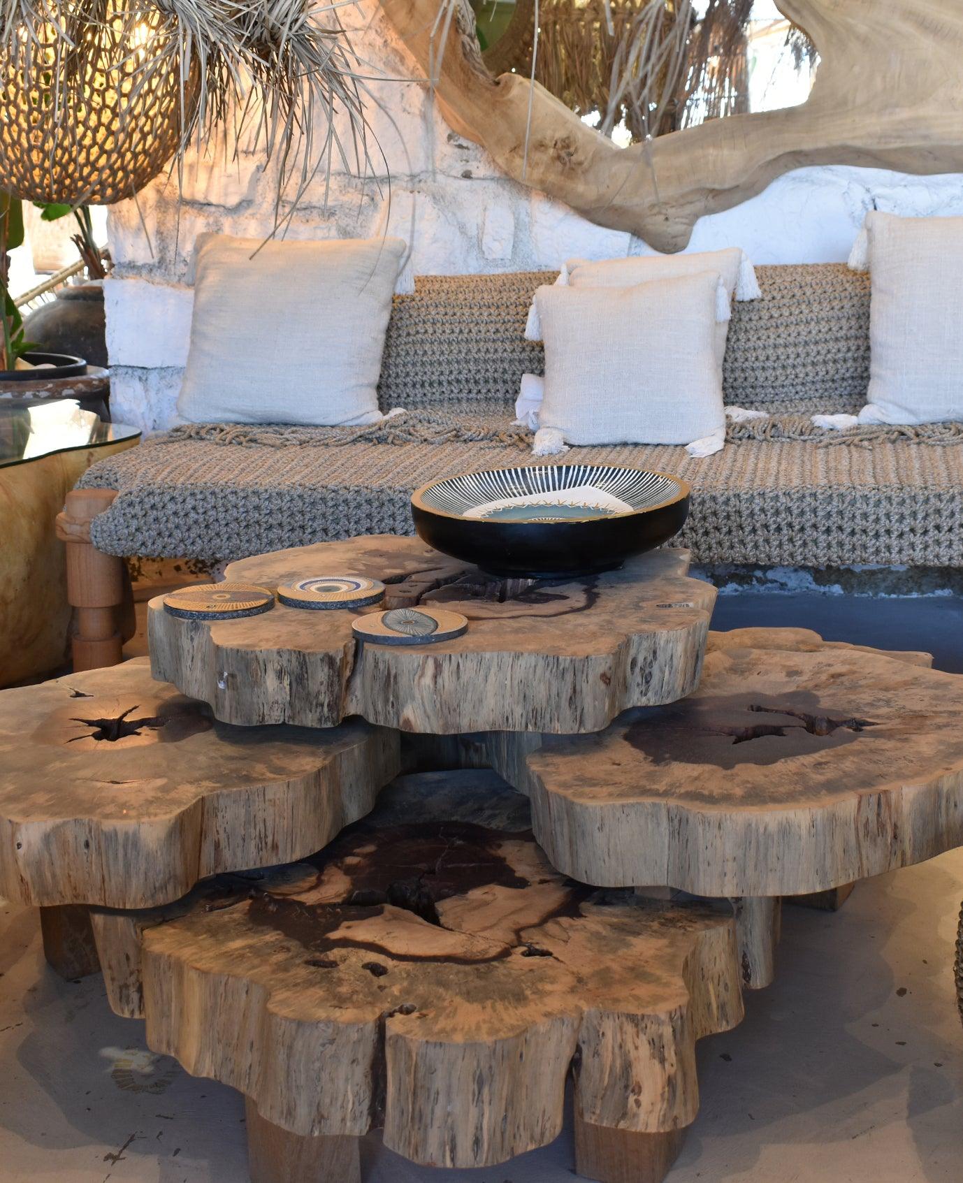TAMARIN WOOD TABLE 133x133x45cm - Chora Mykonos