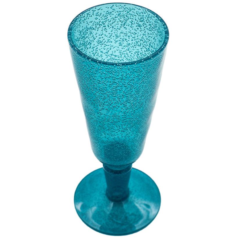 TURQUOISE SYNTHETIC CRYSTALFLUTE GLASS 8x8x18cm - Chora Mykonos
