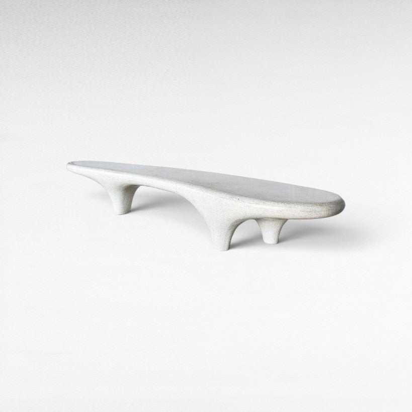 FIBER AND CEMENT HIGH HEEL DIRTY WHITE BENCH - Chora Mykonos
