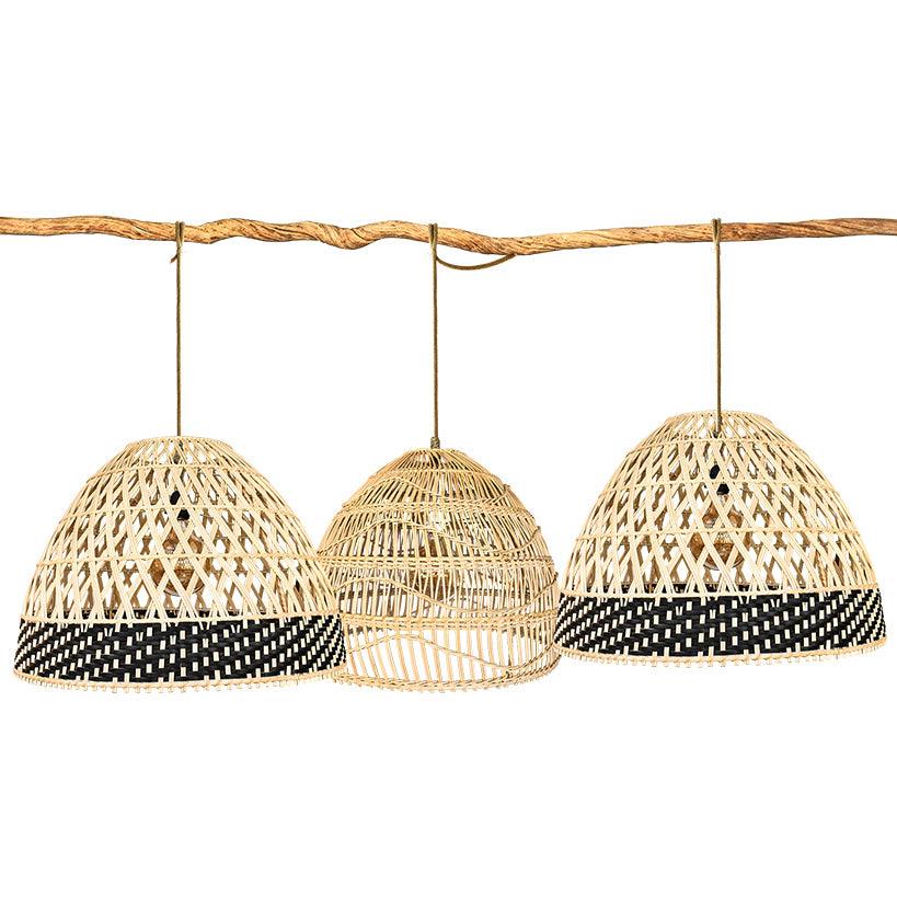 Bamboo Pendant Light with Black Line - Chora Barefoot Luxury Living
