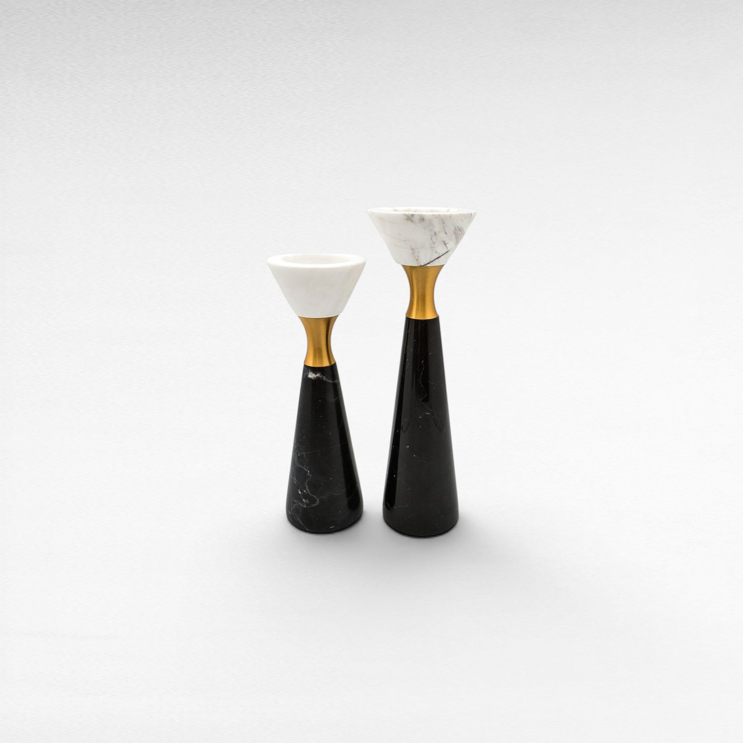 MARBLE CANDLE HOLDERS SET OF 2 H 29 & H26