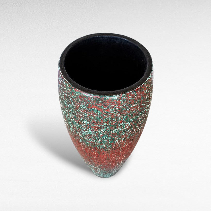 WOODEN PLANTER GREEN & RED COLORED - Chora Mykonos
