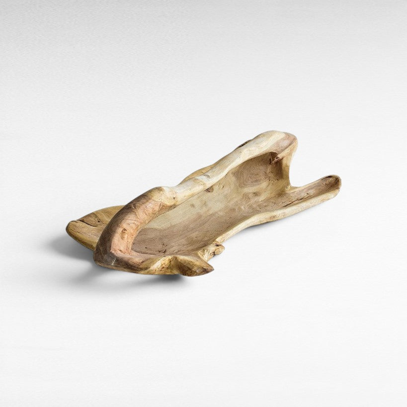 DECOR TRAY WOOD NATURAL 75x35x30cm - Chora Mykonos