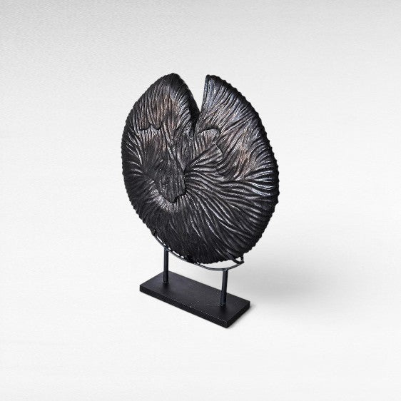 ROUND TEAK DECOR ON STAND - Chora Mykonos