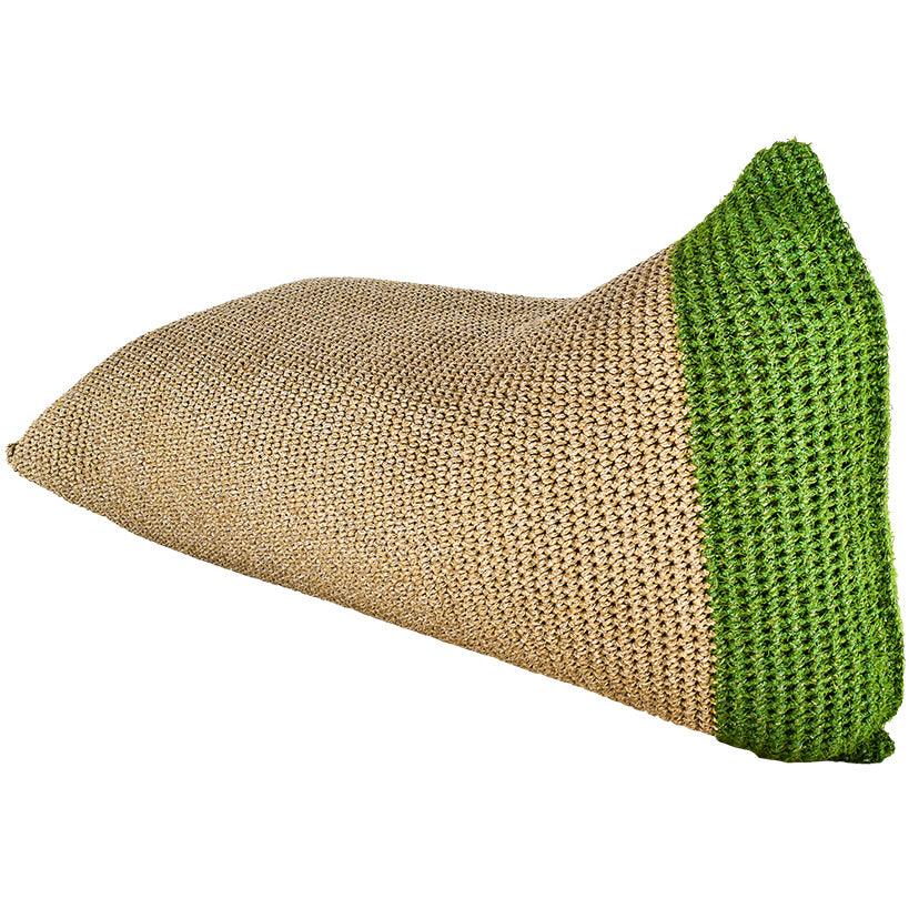 POUF ROPE NATURAL AND GREEN 150x75x70cm - Chora Mykonos