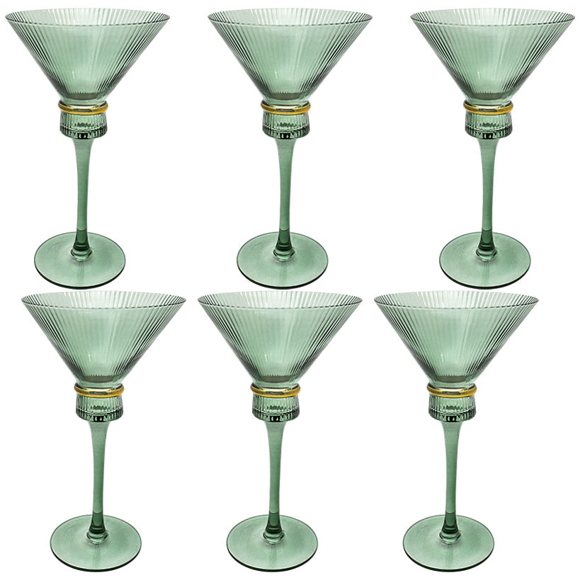 CASINO GLASSES SET OF 6 GREEN