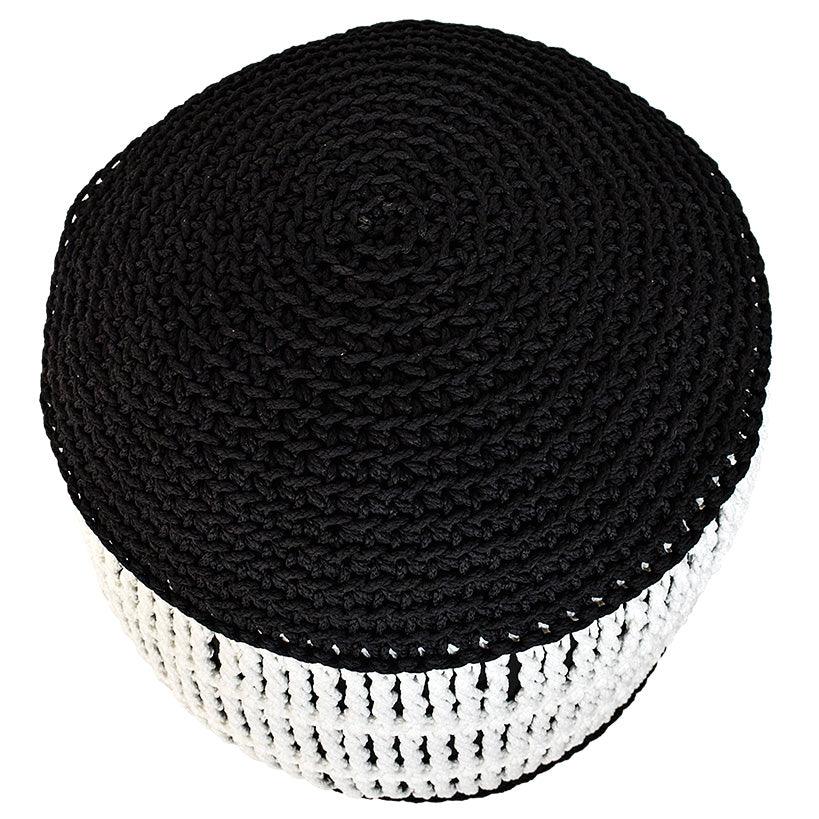 POUF ROPE WHITE-BLACK - Chora Barefoot Luxury Living