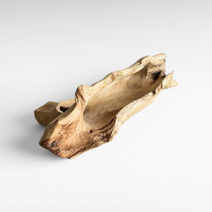 DECOR TRAY WOOD NATURAL 75x35x30cm - Chora Mykonos