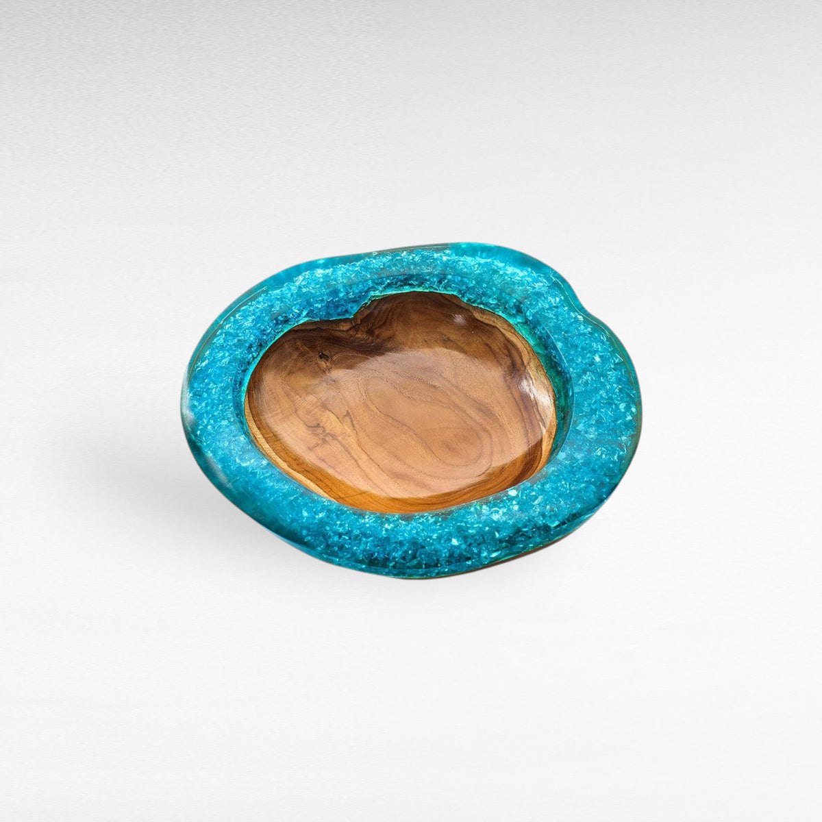 TEAK BOWL RESIN TURQUOISE 34x35x6cm - Chora Mykonos