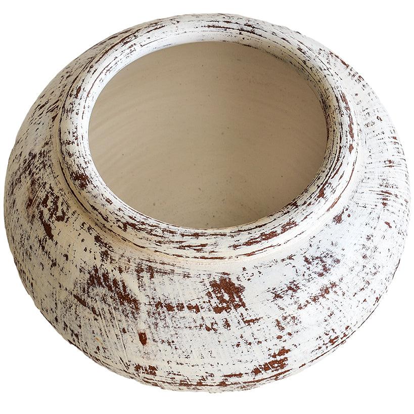 VASE TERRACOTTA WHITE WASH - Chora Mykonos