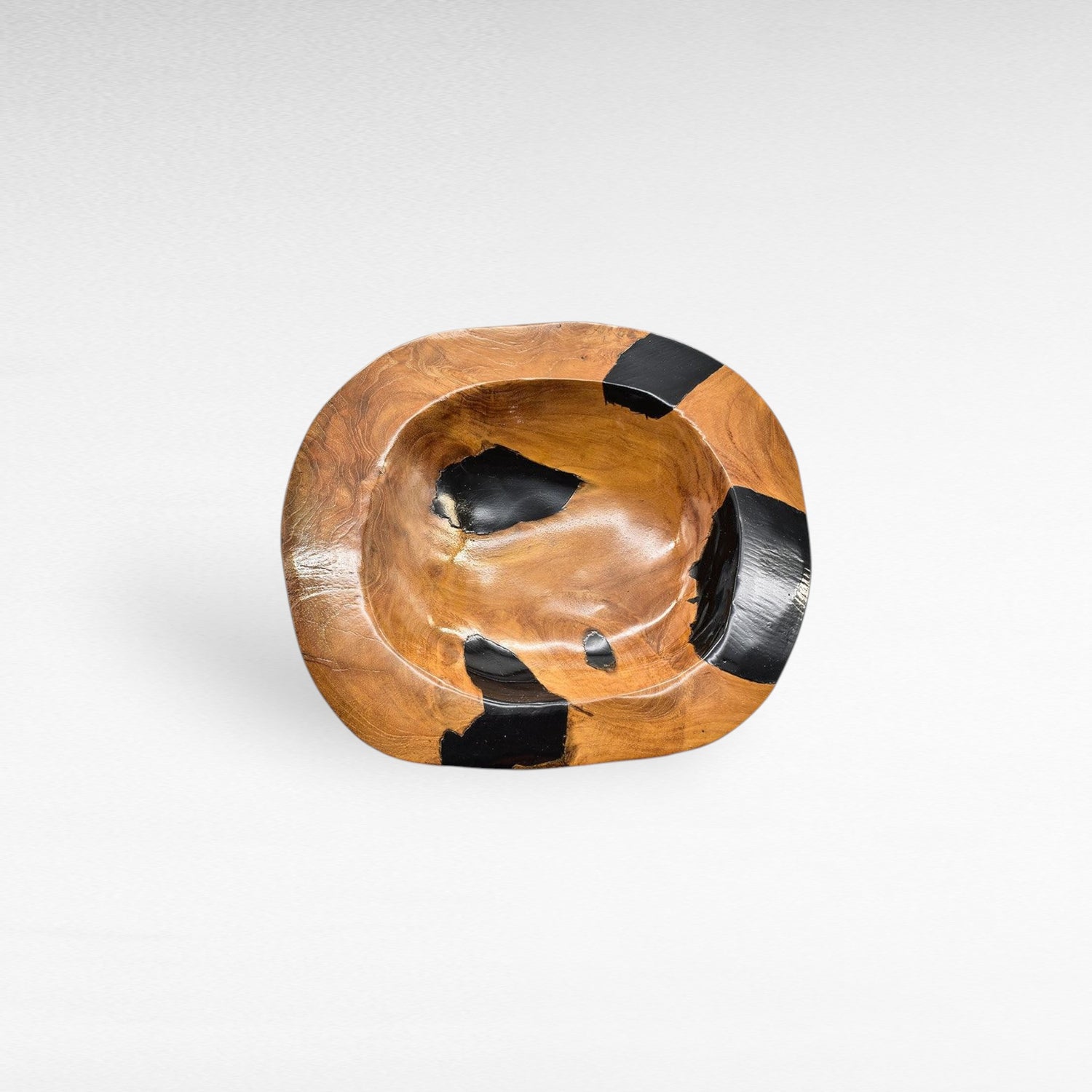 TEAK BOWL BLACK RESIN BLACK 30x25x9cm - Chora Mykonos