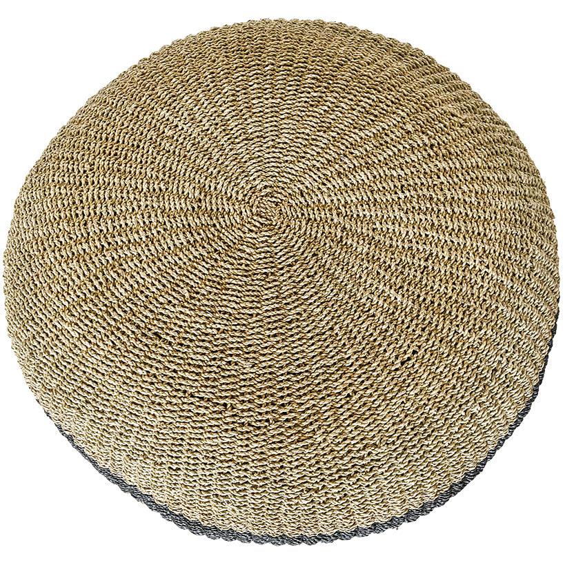 POUF NATURAL AND BLACK LINE 100cm - Chora Mykonos