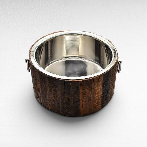ICE BUCKET WOOD & STAINLESS STEEL OLD NATURAL & SILVER 45x47x25cm - Chora Mykonos