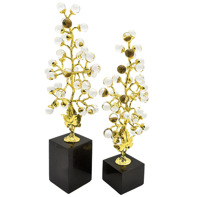 TREES WITH TRANSPARENT QUARTZ SET OF 2