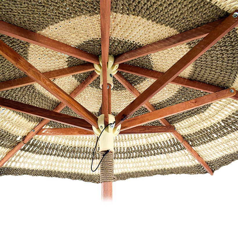 BYBLOS UMBRELLA ROPE CROCHET & WOOD NATURAL & WHITE D260 |H240 cm