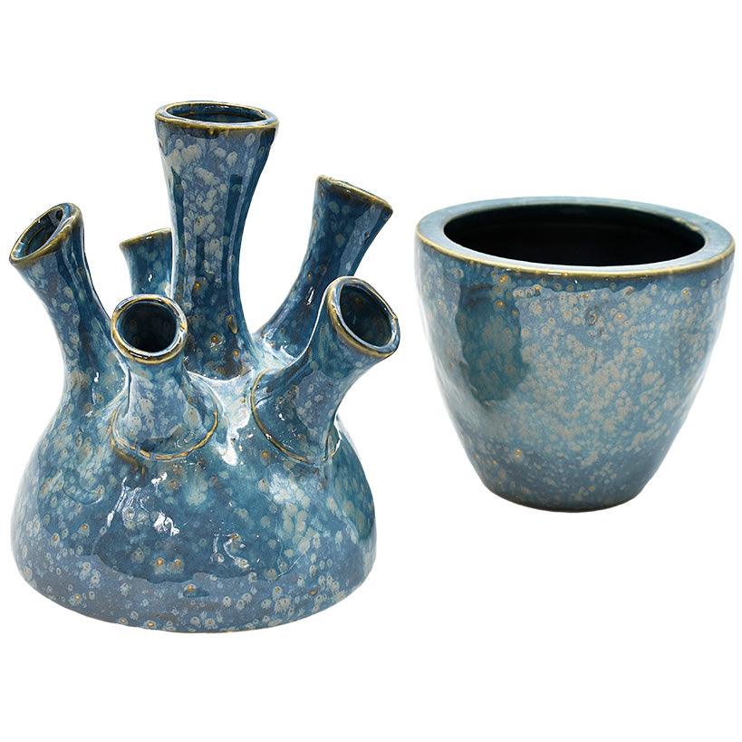 HEART VASE BLUE 14.5x29.5cm - Chora Mykonos