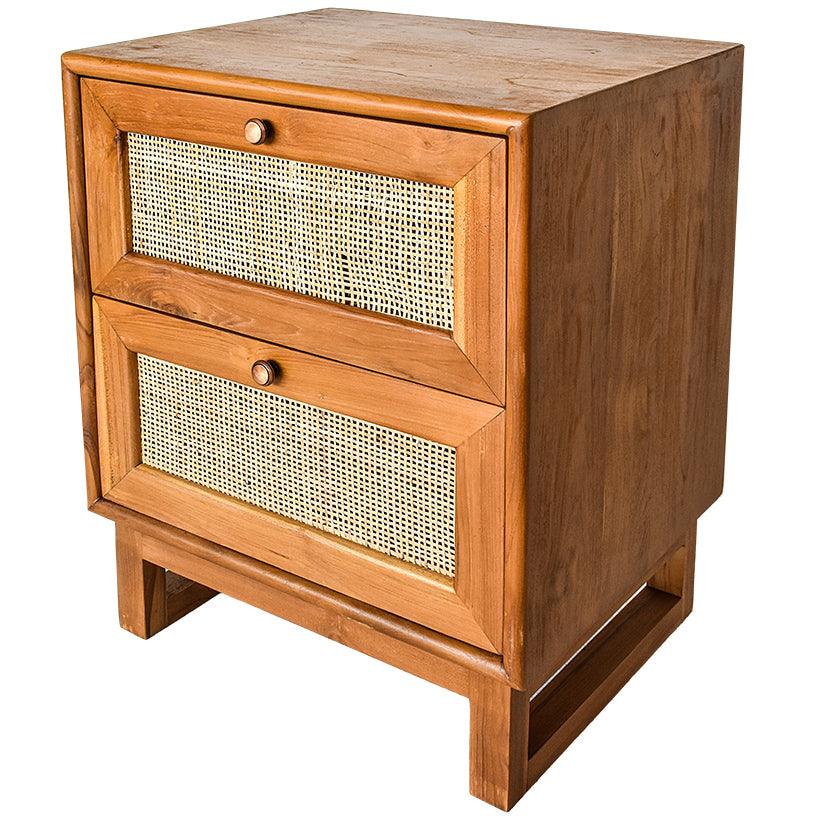 BEDROOM SIDE TABLE WITH VIENNESE RATTAN - Chora Mykonos