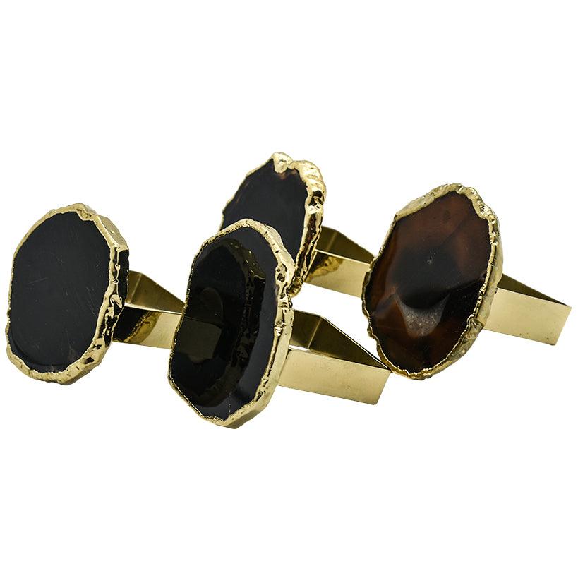 NAPKIN RING BLACK AGATE SET OF 4 - Chora Mykonos