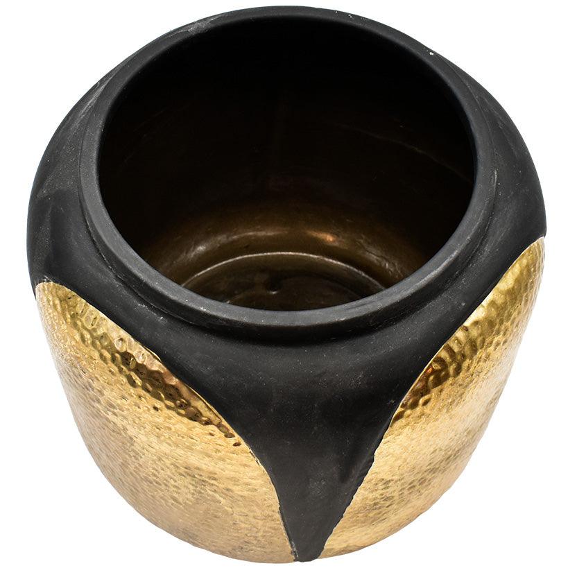 HAMMERED BLACK AND GOLD VASE - Chora Mykonos
