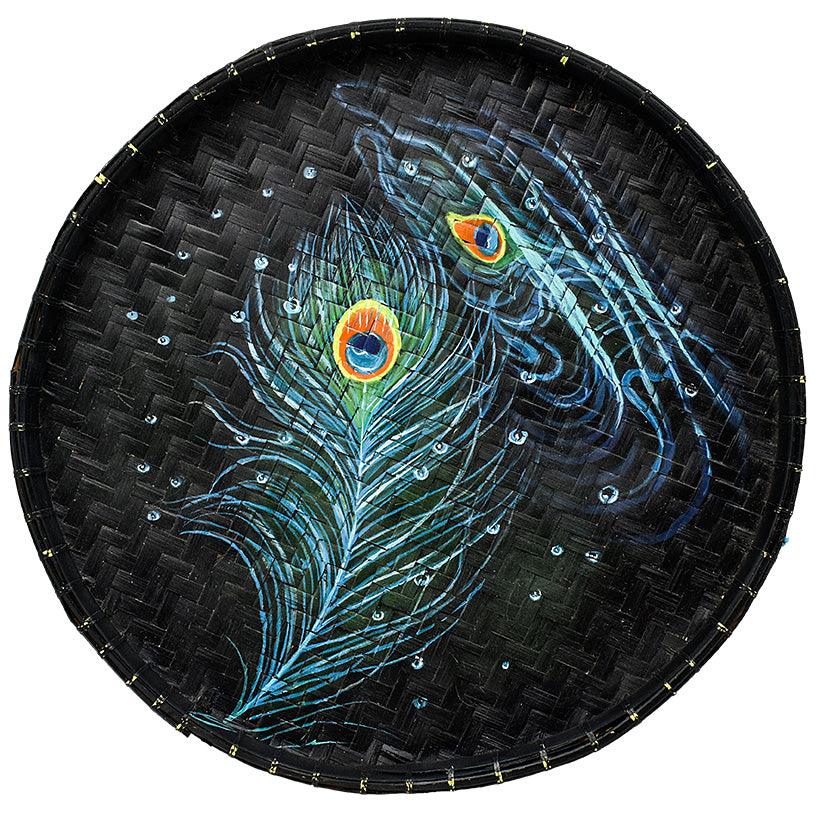 HANDPAINTED FARMERS RICE BASKET MULTICOLOR 55x55cm - Chora Mykonos