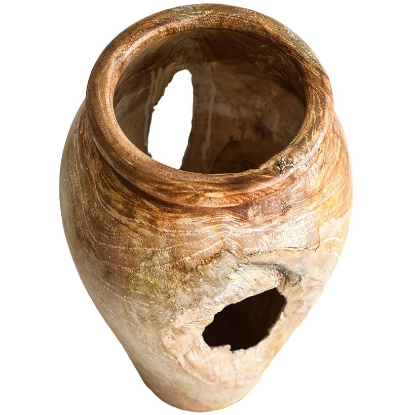 VASE NATURAL WOODEN - Chora Mykonos