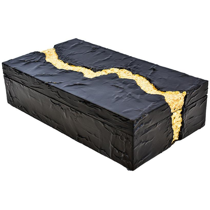BLACK GOLDEN RESIN BOX 32x18x8 CM - Chora Mykonos