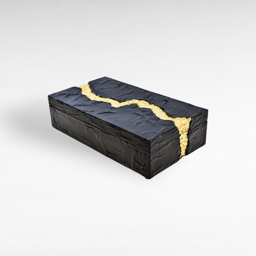 BLACK GOLDEN RESIN BOX 32x18x8 CM - Chora Mykonos