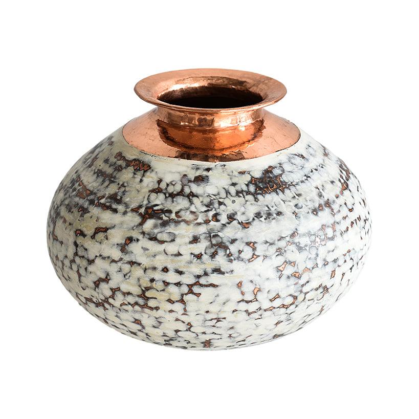 BRASS WHITE WASH VASES SET OF 3 - Chora Mykonos