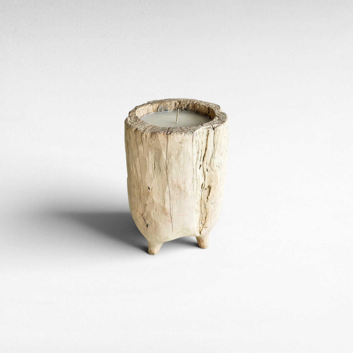 CANDLE TEAK WOOD BLEACHED 40x40x40cm - Chora Mykonos