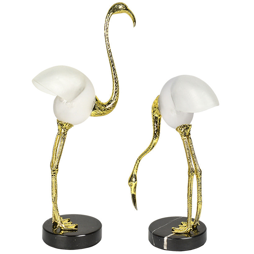 FLAMINGO WITH SHELL SKIRTS SET OF 2